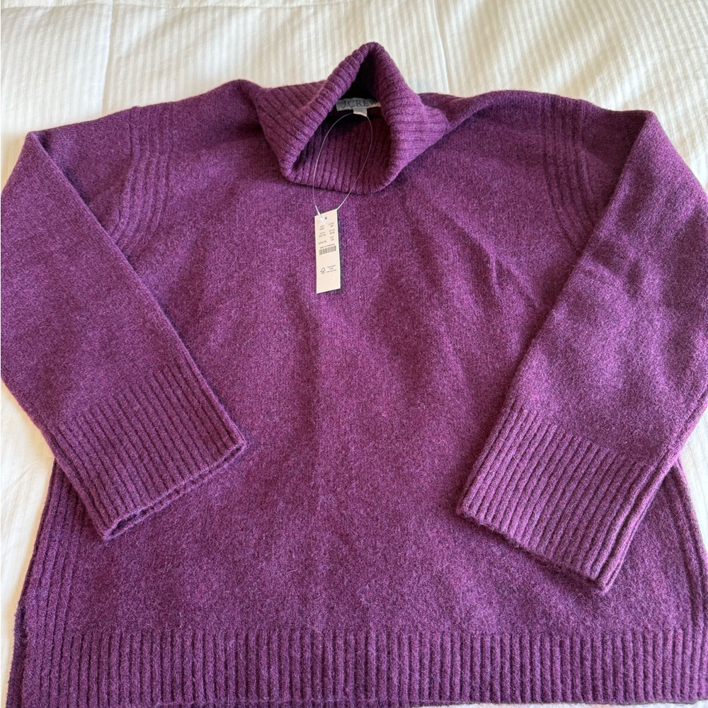 NWT J. Crew Turtleneck sweater in super soft yarn Purple size XS